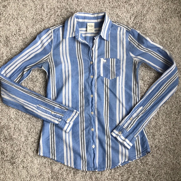 Abercrombie & Fitch Tops - Abercrombie Blue/Grey/White Striped Button Down